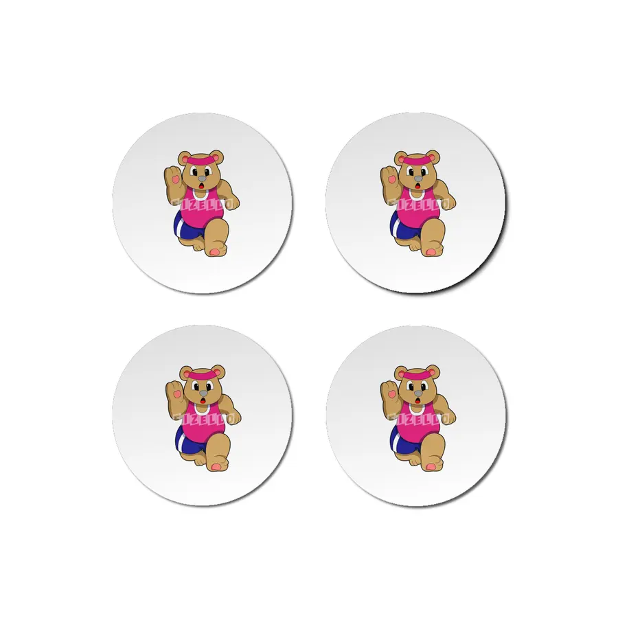 Bear at Fitness - Jogging with Headband Bardak Altlığı