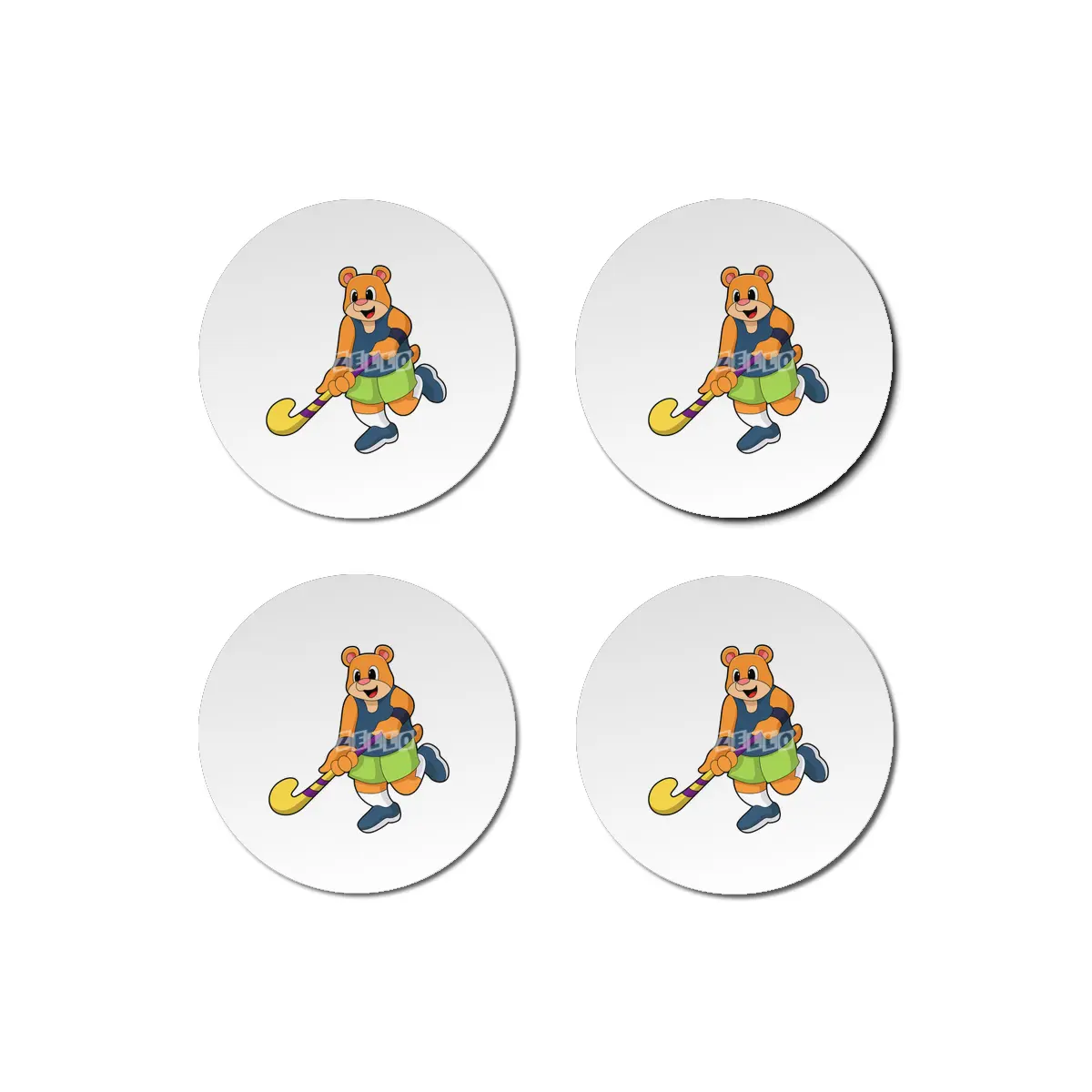 Bear at Hockey with Hockey bat Bardak Altlığı