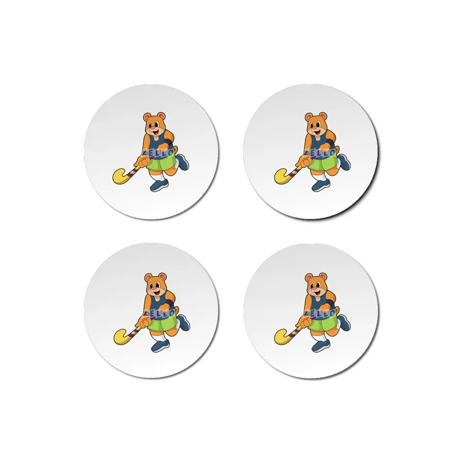 Bear at Hockey with Hockey bat Bardak Altlığı