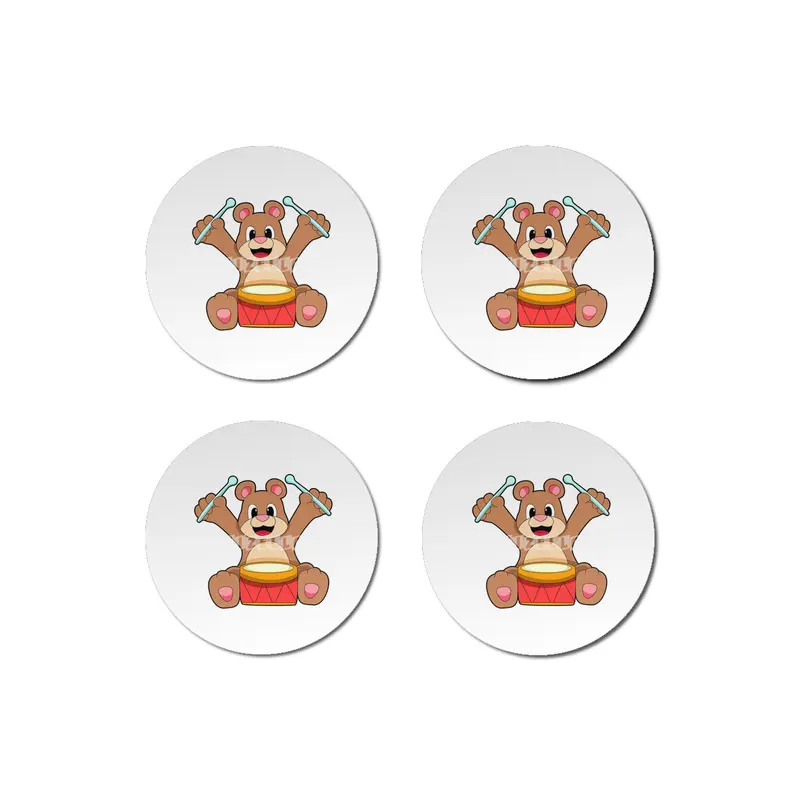 Bear at Music with Drum Bardak Altlığı