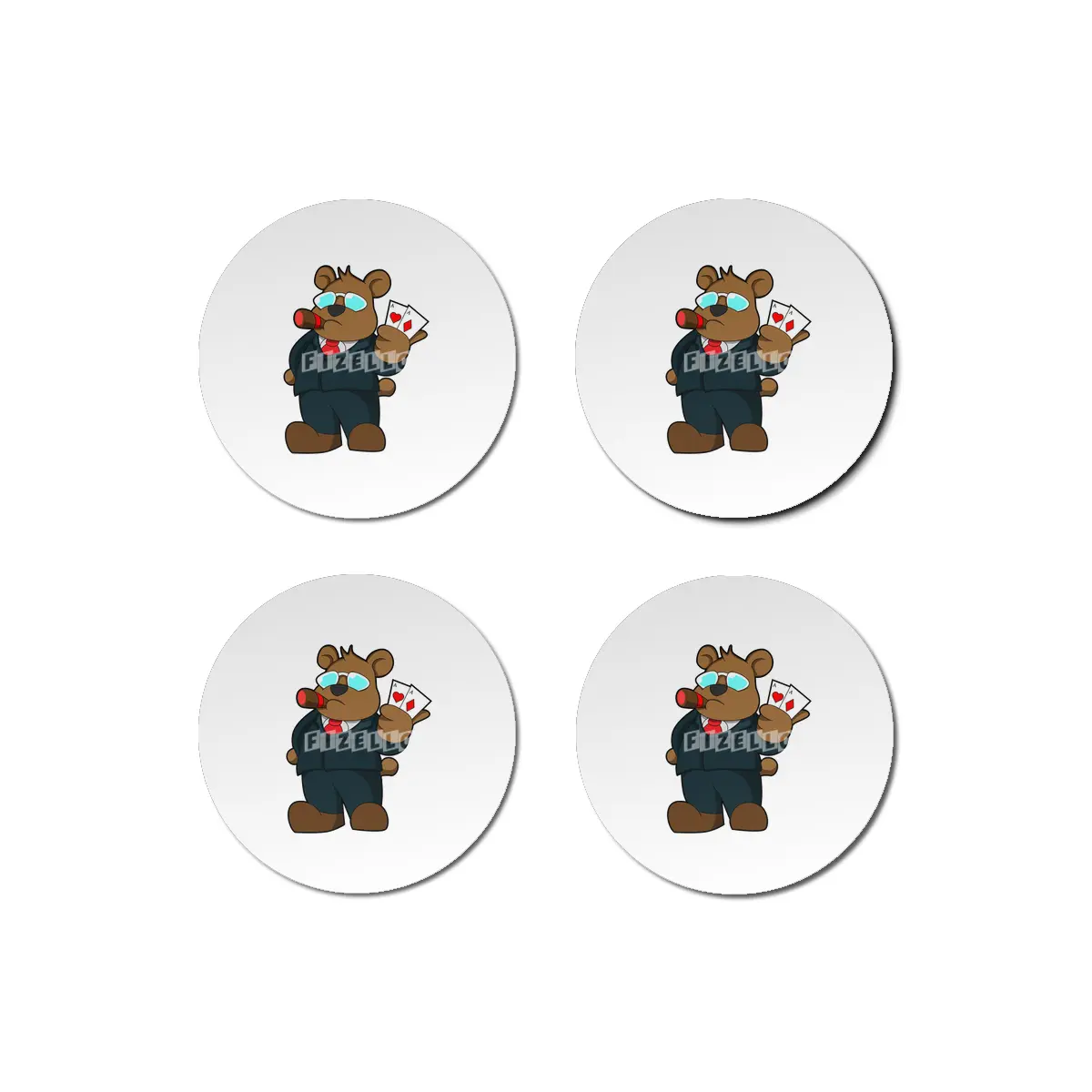 Bear at Poker with Cards Bardak Altlığı