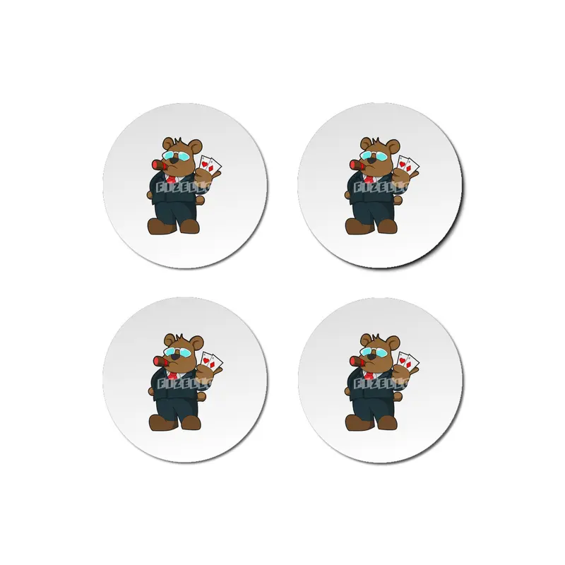 Bear at Poker with Cards Bardak Altlığı