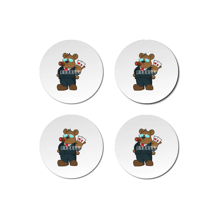 Bear at Poker with Cards Bardak Altlığı