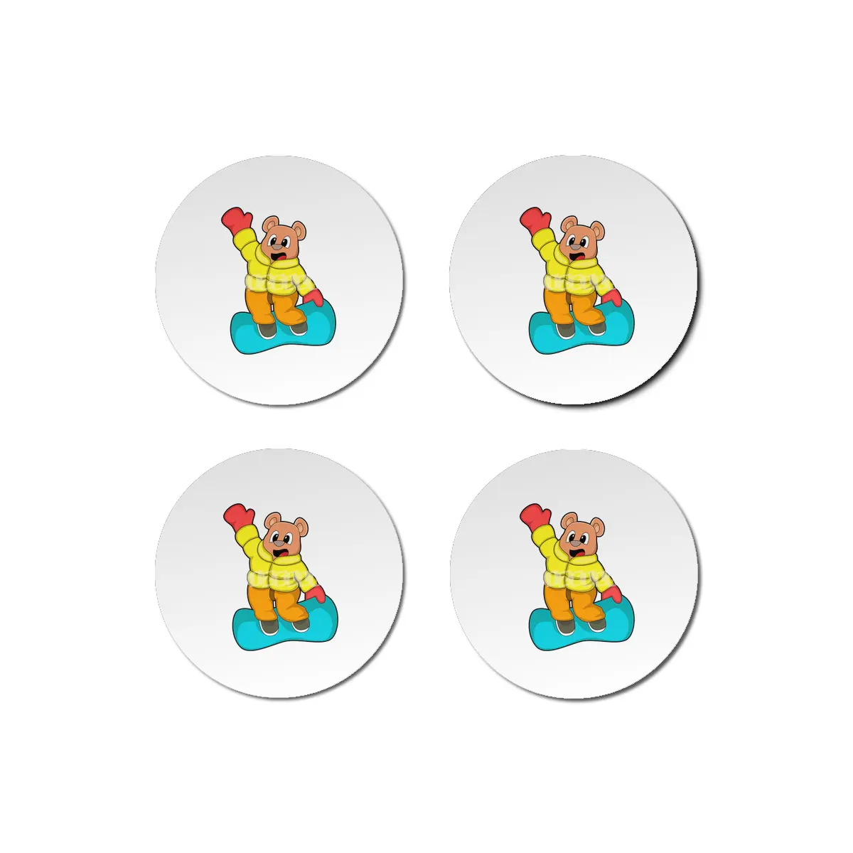 Bear at Snowboard Sports Bardak Altlığı