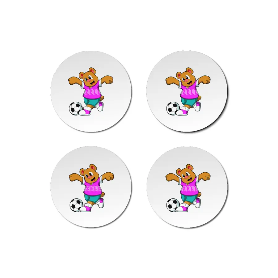 Bear at Sports with Soccer Bardak Altlığı