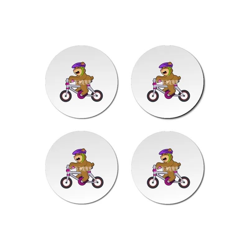 Bear with Bicycle & Helmet Bardak Altlığı