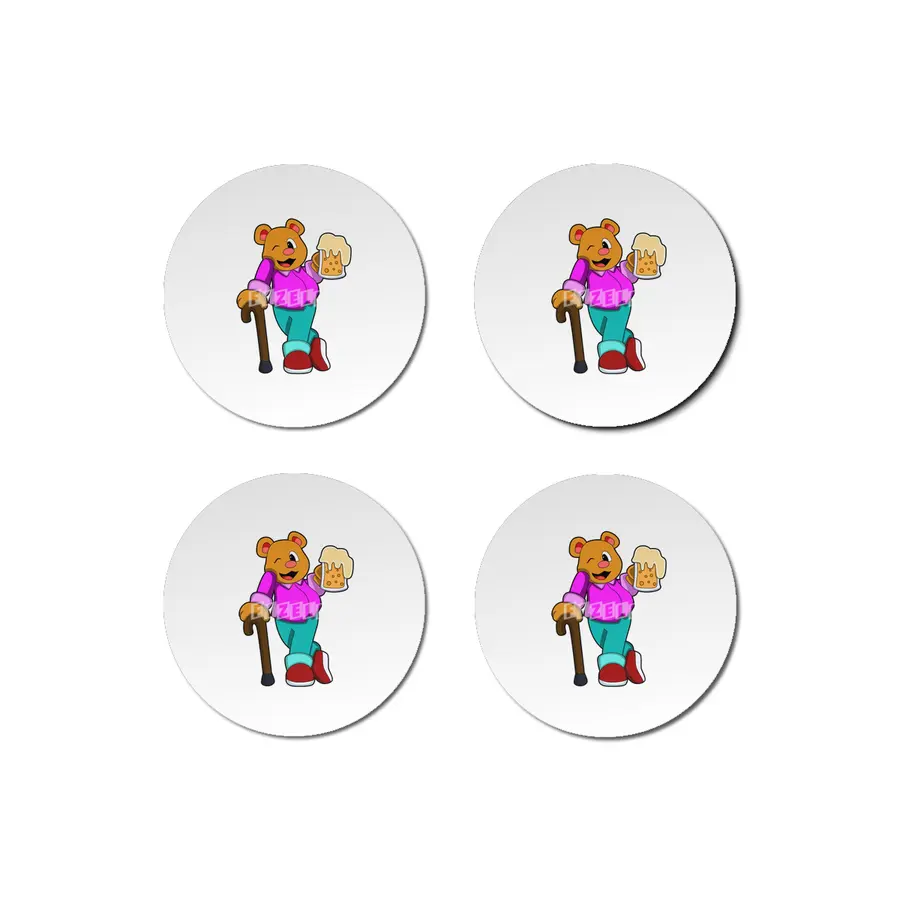 Bear with Glass of Beer & Walkingstick Bardak Altlığı