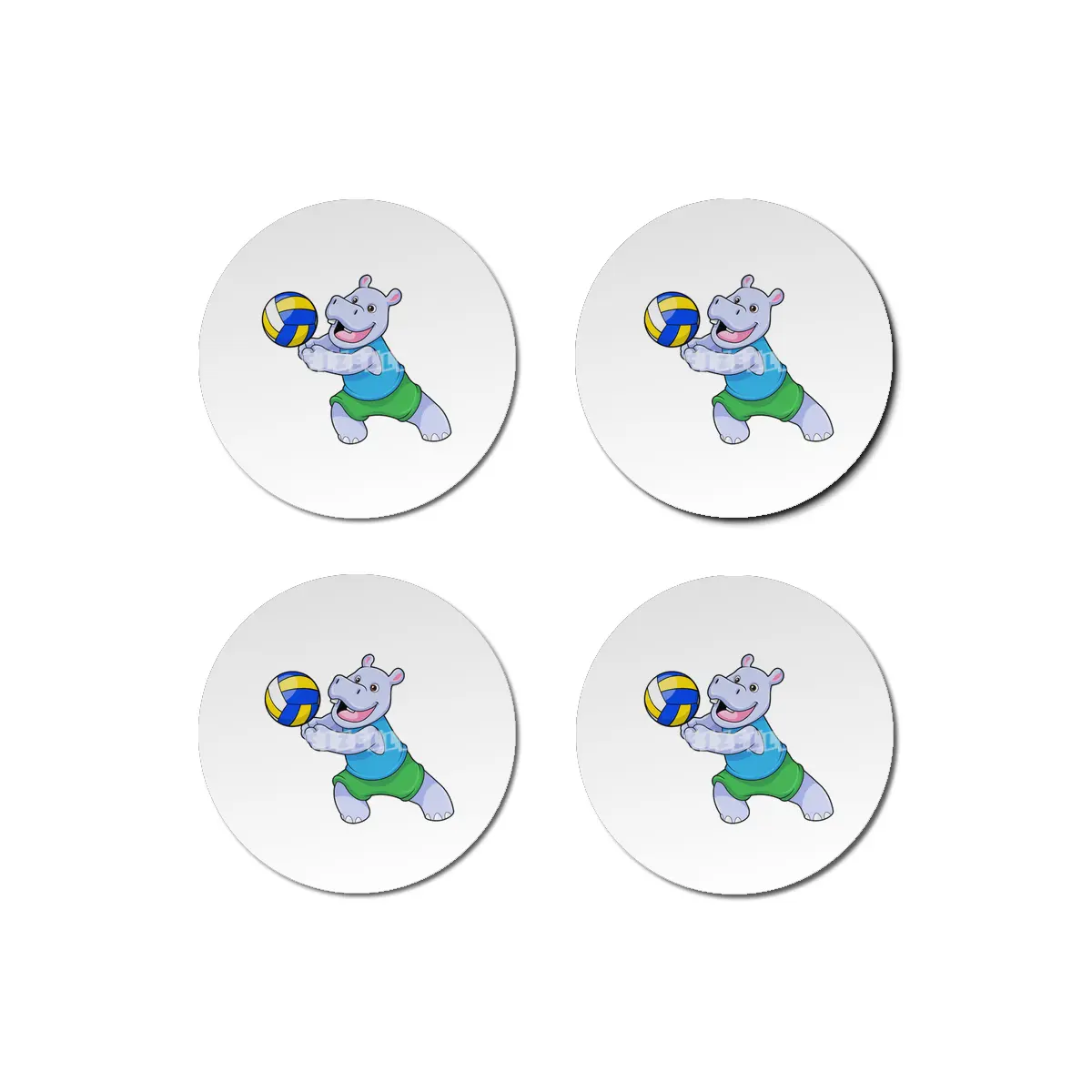 Hippo as Volleyball player with Volleyball Bardak Altlığı