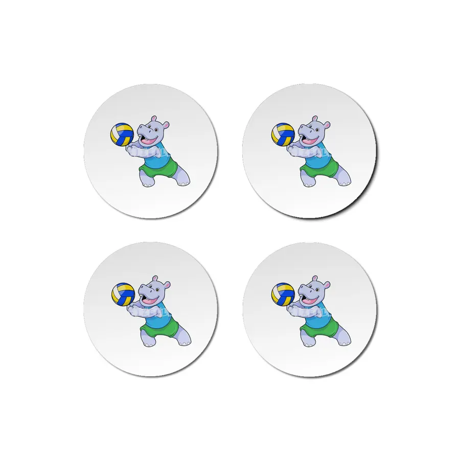 Hippo as Volleyball player with Volleyball Bardak Altlığı
