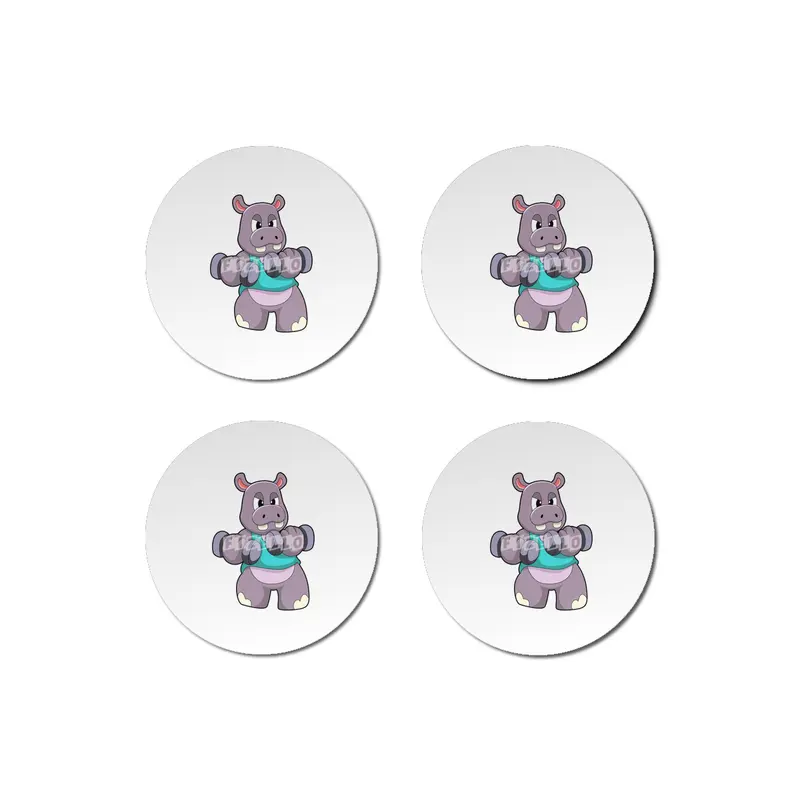 Hippo at Bodybuilding with Dumbbells Bardak Altlığı