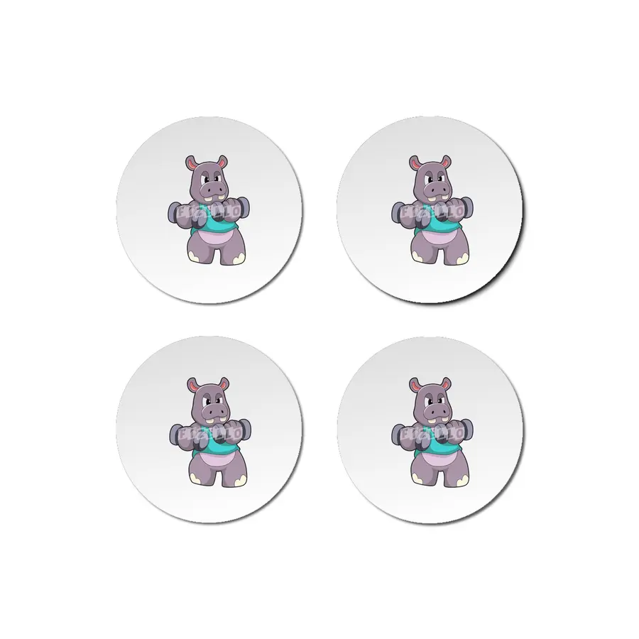 Hippo at Bodybuilding with Dumbbells Bardak Altlığı