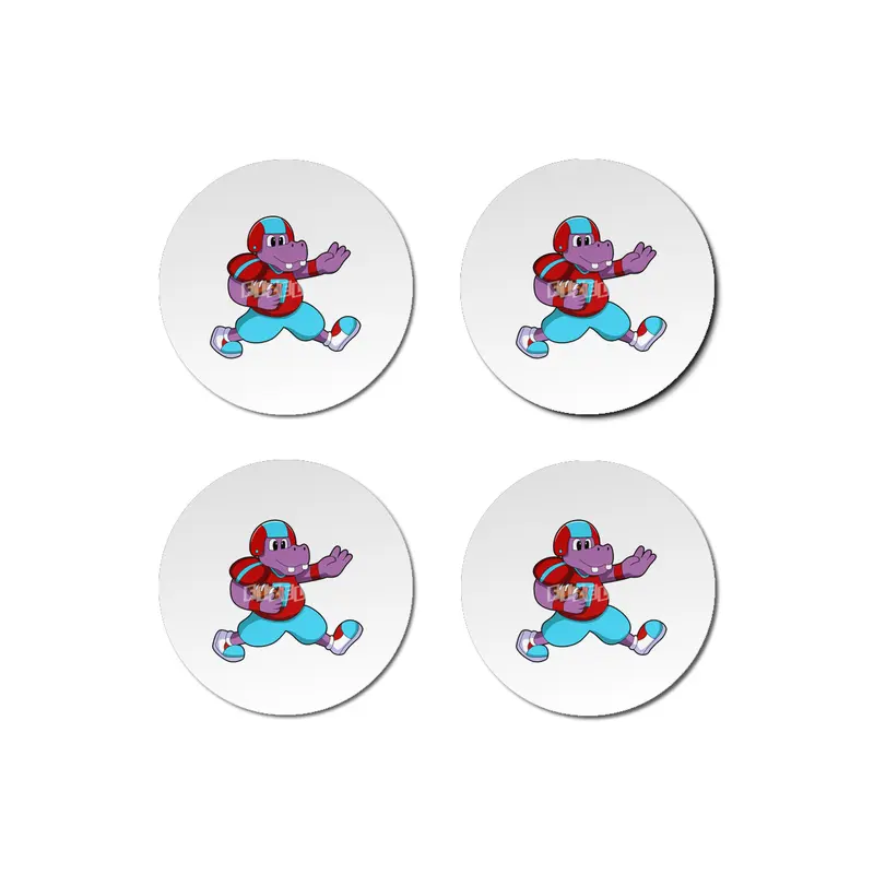 Hippo at Sports with Football & Helmet Bardak Altlığı