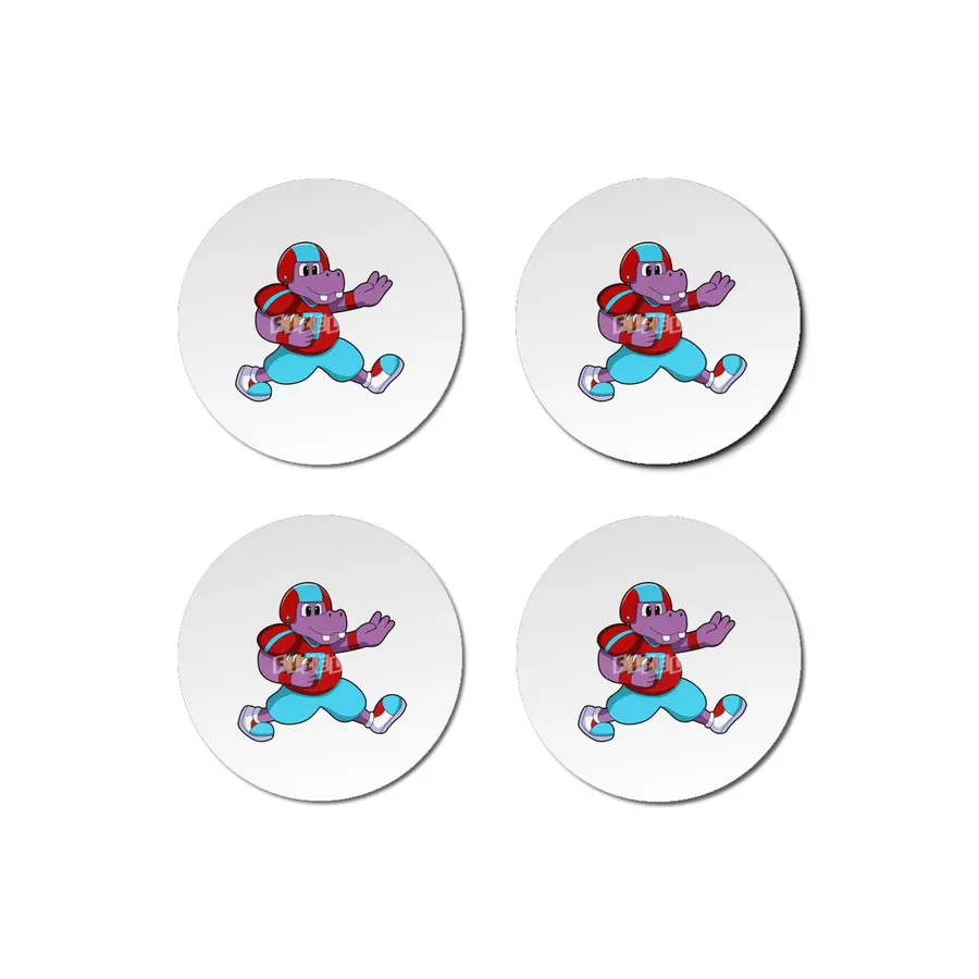 Hippo at Sports with Football & Helmet Bardak Altlığı