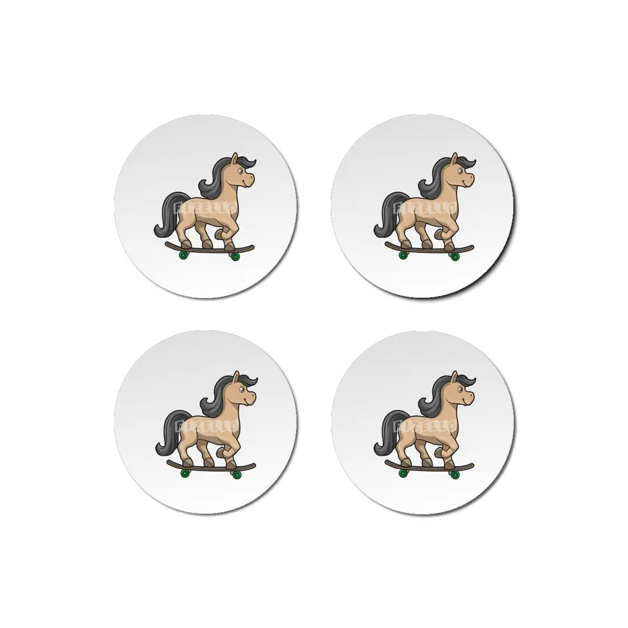 Horse as Skater with Skateboard Bardak Altlığı