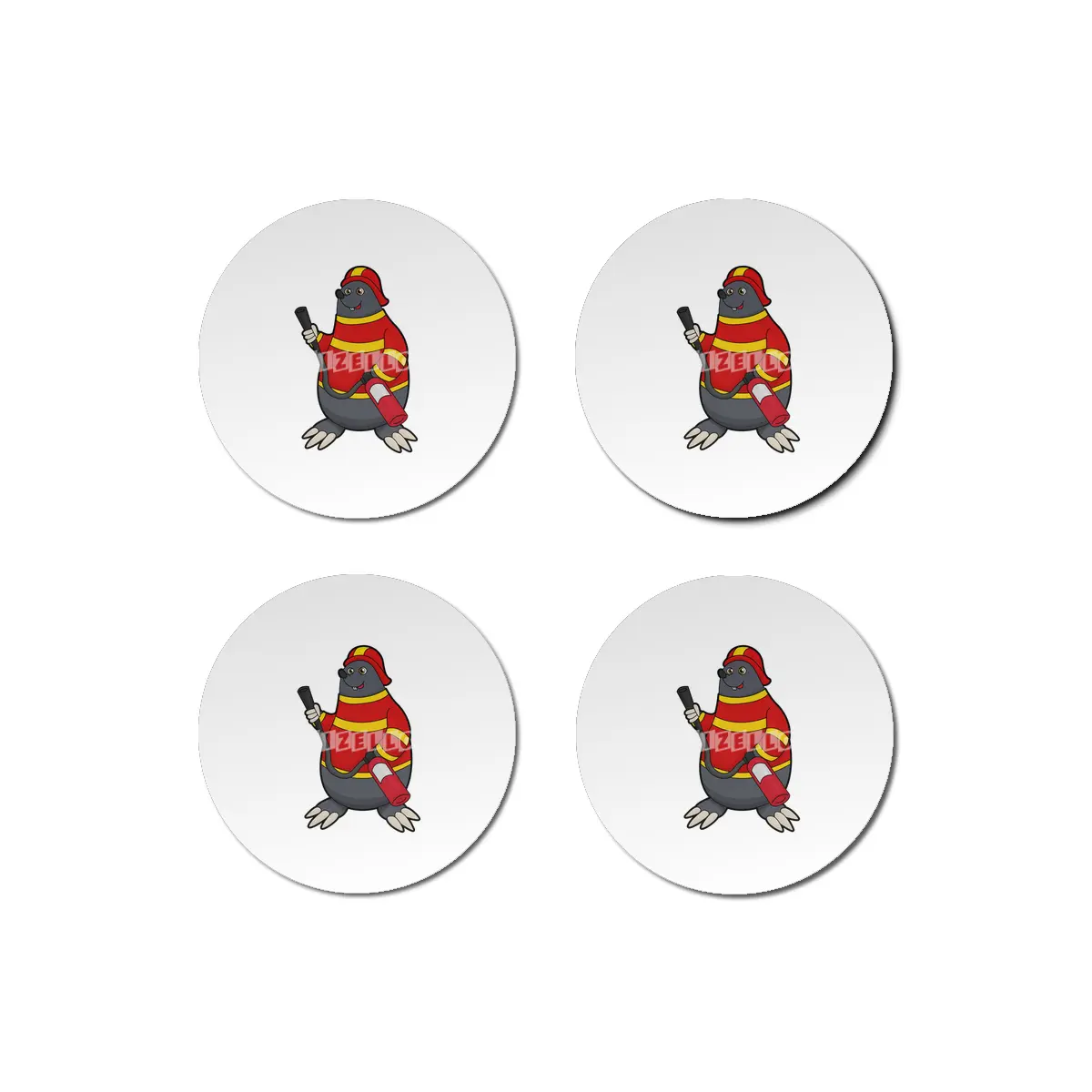Mole as Firefighter with Fire extinguisher Bardak Altlığı