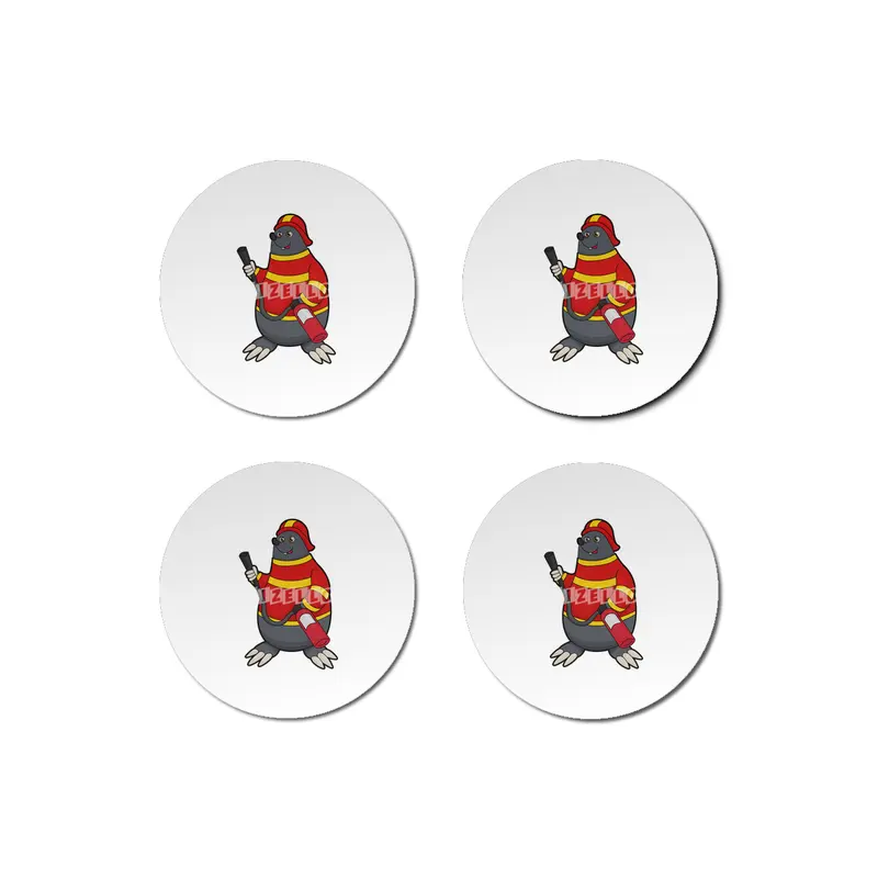 Mole as Firefighter with Fire extinguisher Bardak Altlığı