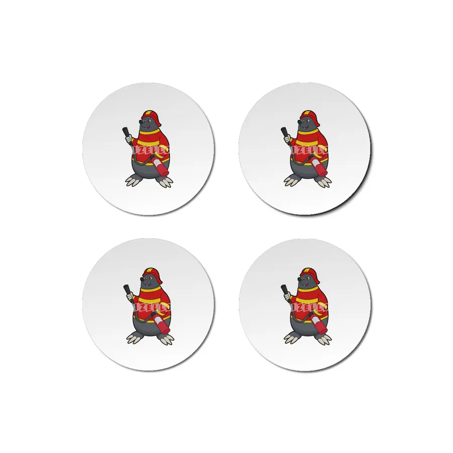 Mole as Firefighter with Fire extinguisher Bardak Altlığı