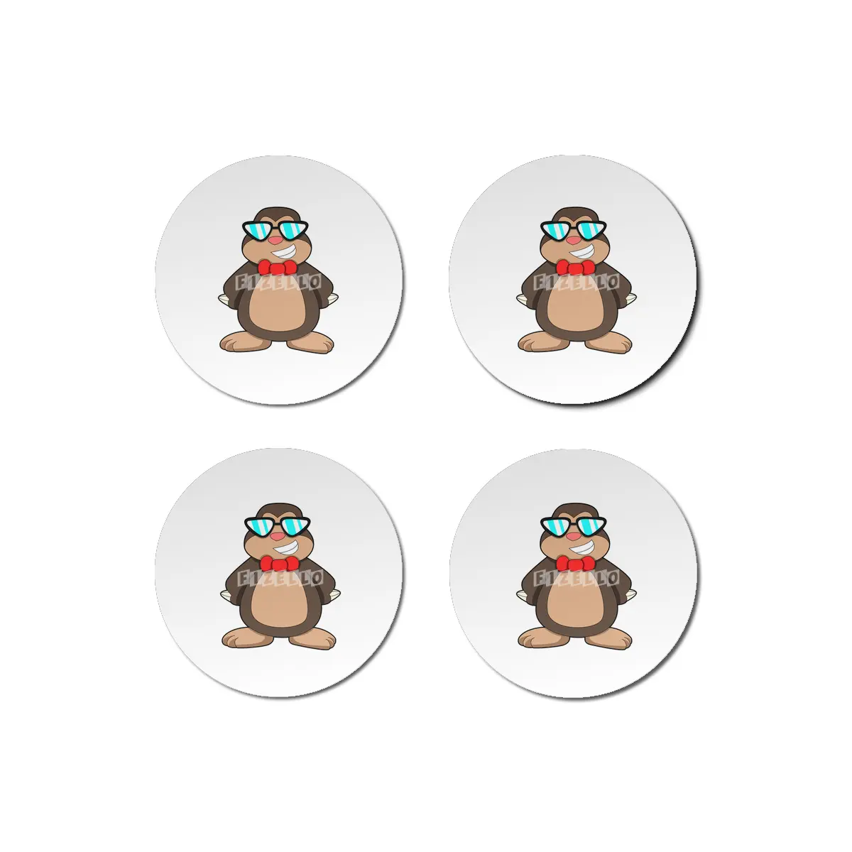 Mole with Tie & Sunglasses Bardak Altlığı