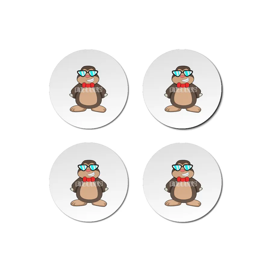 Mole with Tie & Sunglasses Bardak Altlığı