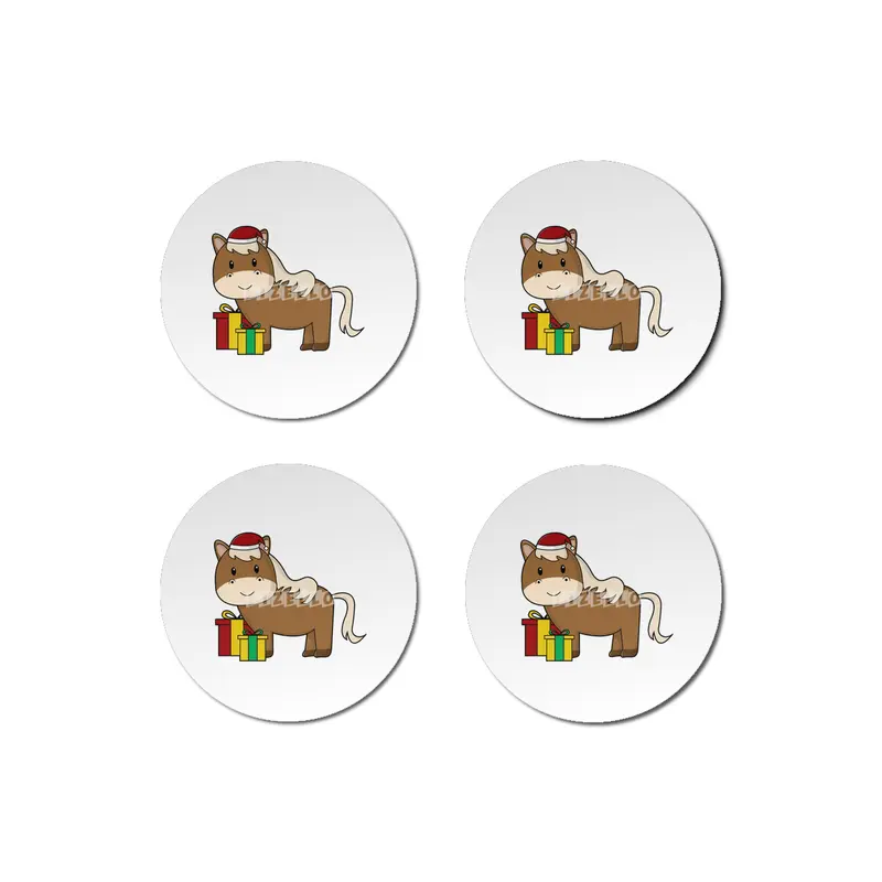 Horse with Santa hat & Gifts Bardak Altlığı