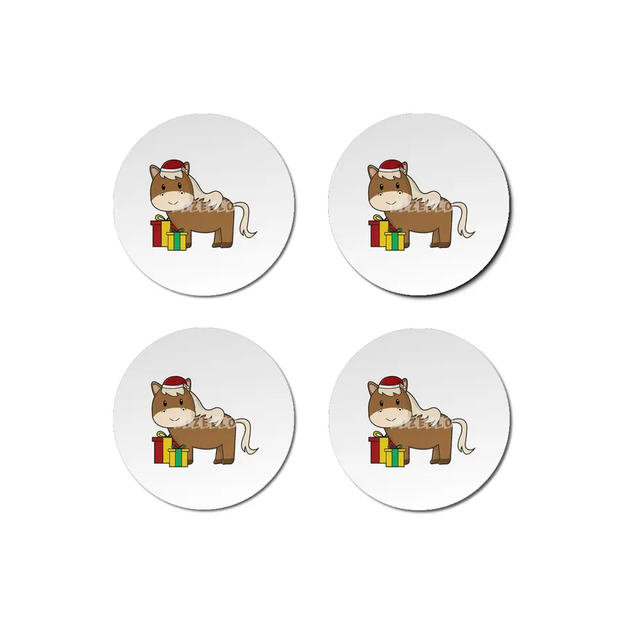 Horse with Santa hat & Gifts Bardak Altlığı