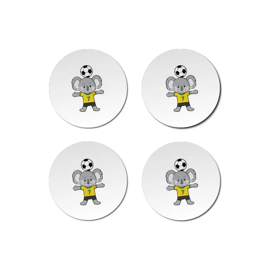 Koala as Soccer player with Soccer ball Bardak Altlığı