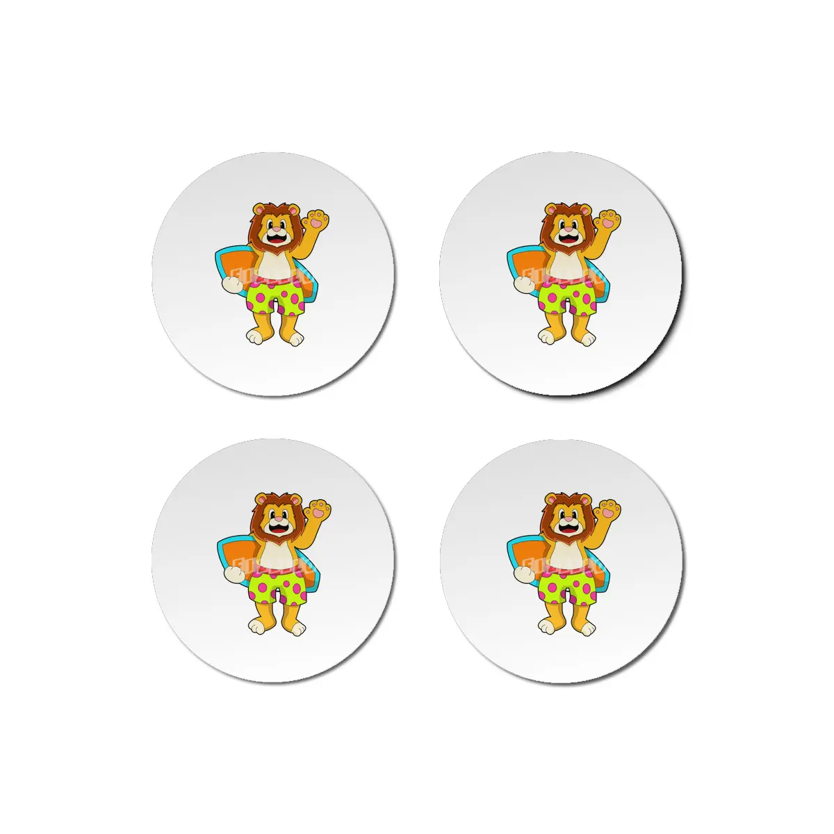 Lion as Surfer with Surfboard Bardak Altlığı