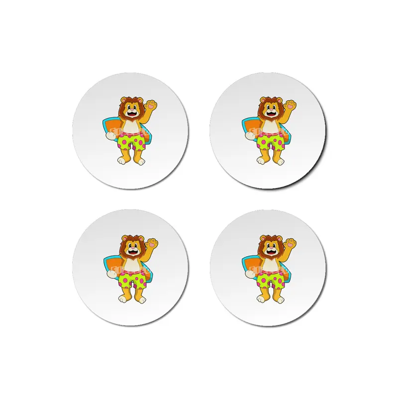 Lion as Surfer with Surfboard Bardak Altlığı