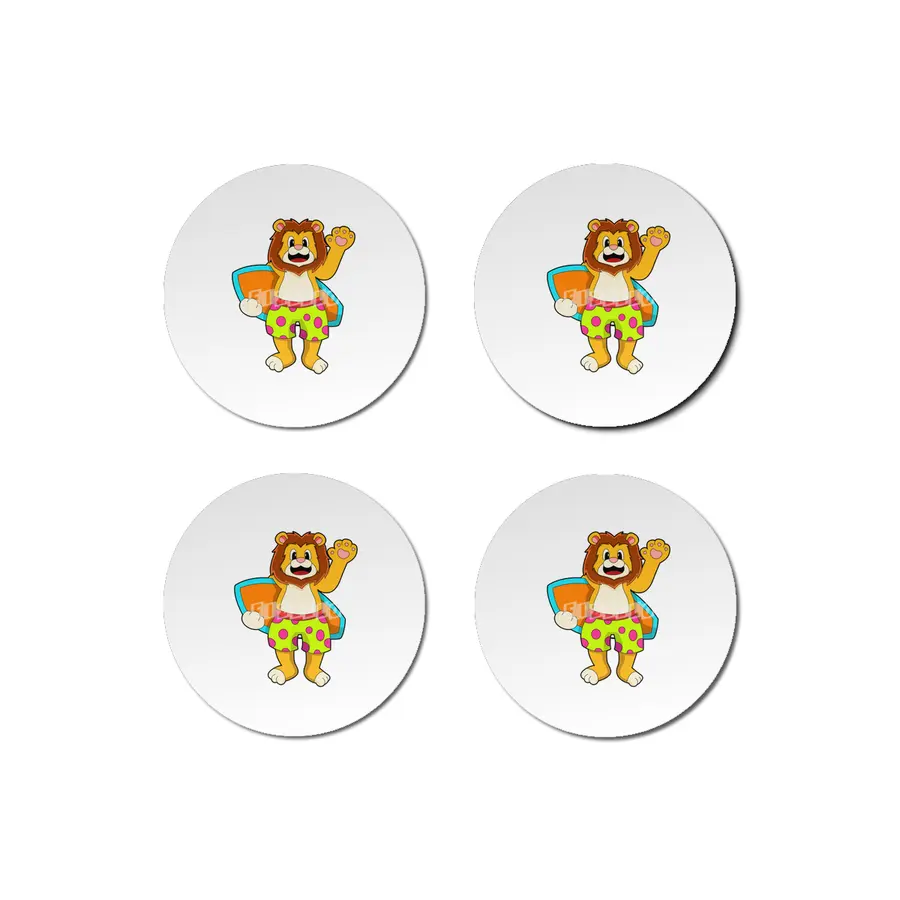 Lion as Surfer with Surfboard Bardak Altlığı