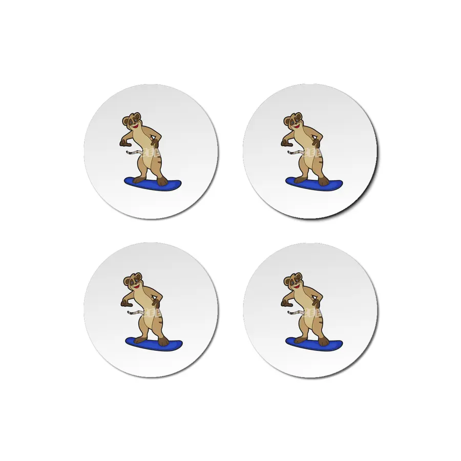 Meerkat as Snowboarder with Snowboard Bardak Altlığı