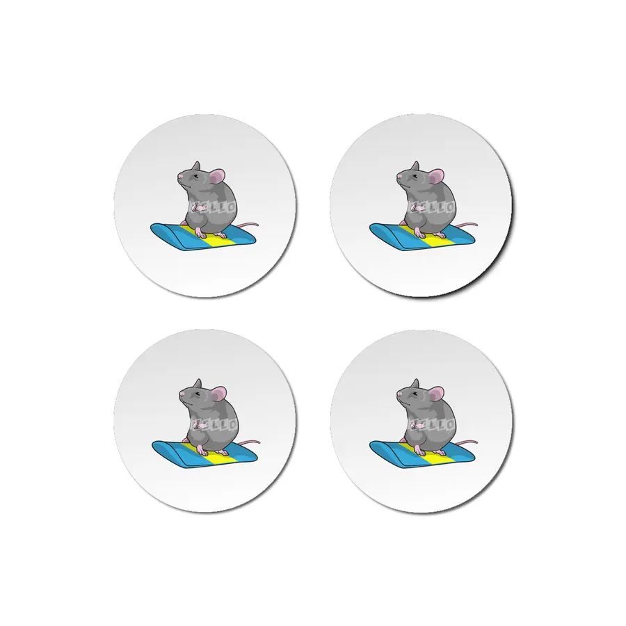 Mouse as Snowboarder with Snowboard Bardak Altlığı