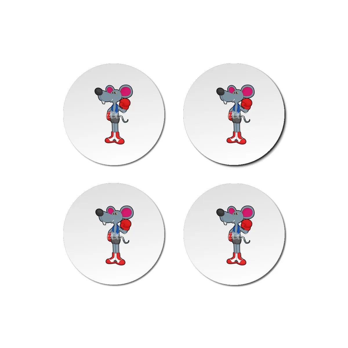 Mouse at Boxing with Boxing gloves Bardak Altlığı