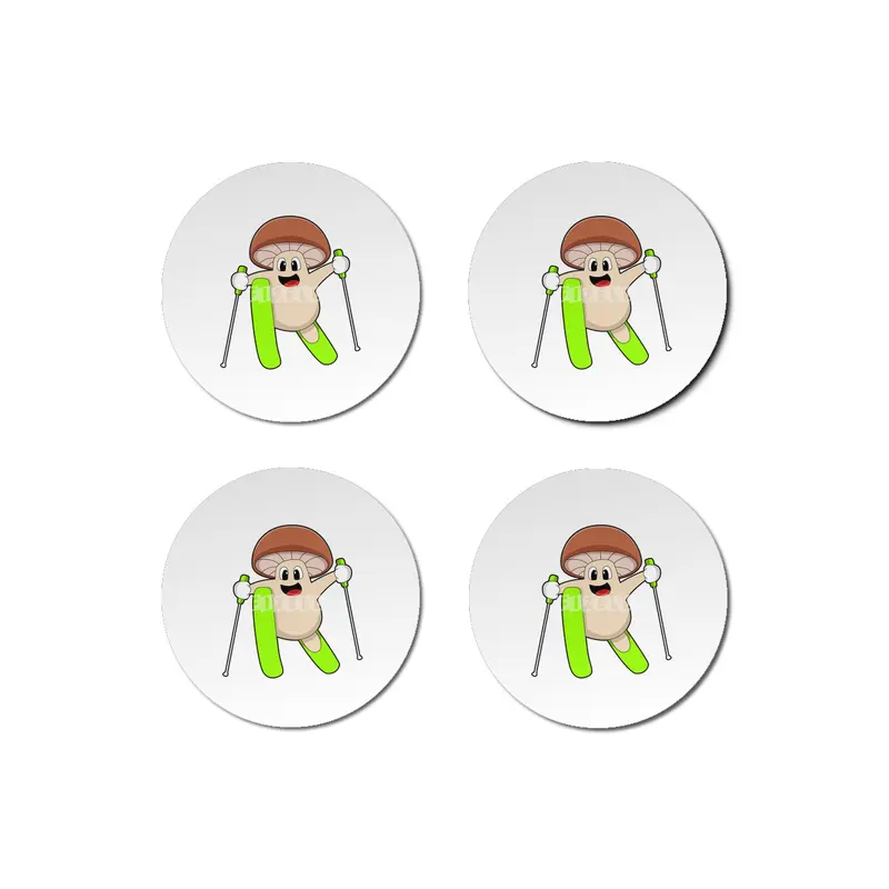 Mushroom as Skier with Ski Bardak Altlığı
