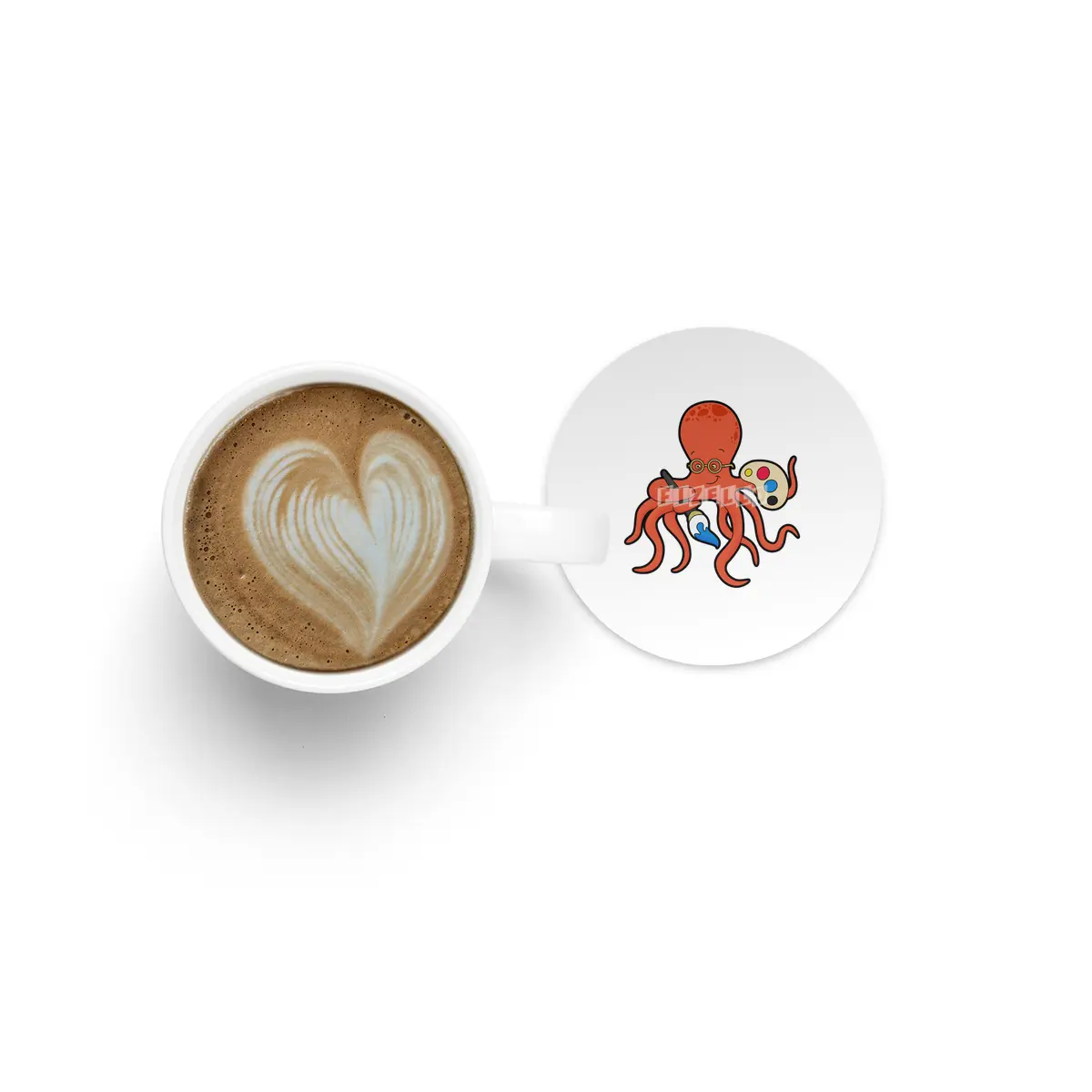 Octopus as Painter with Paint & Brush Bardak Altlığı