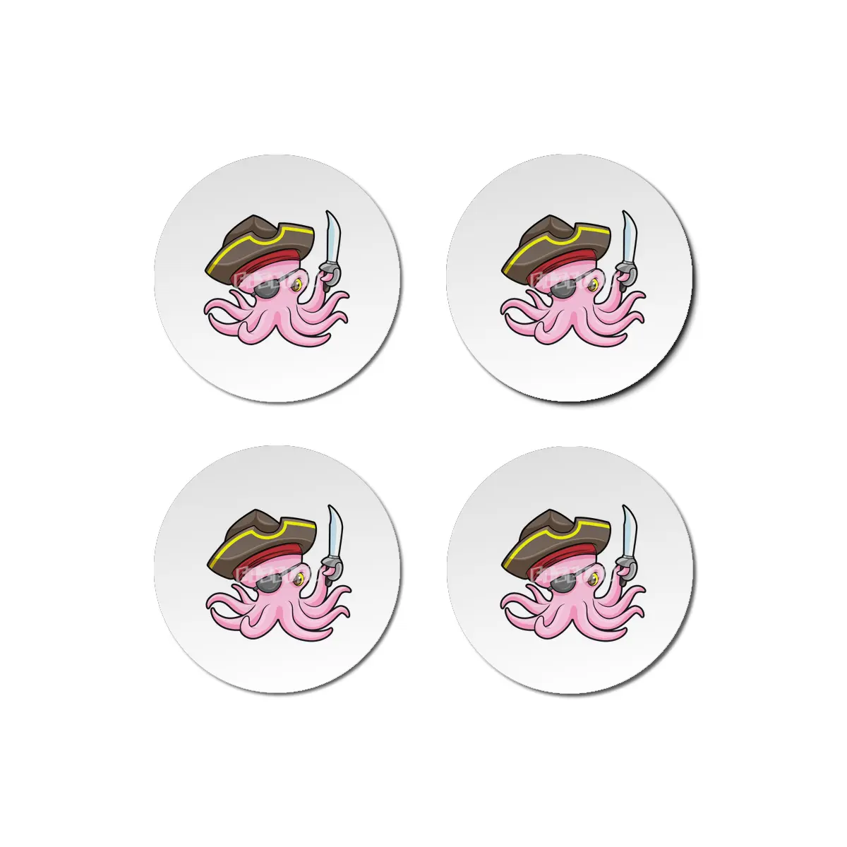 Octopus as Pirate with Saber & Eye patch Bardak Altlığı