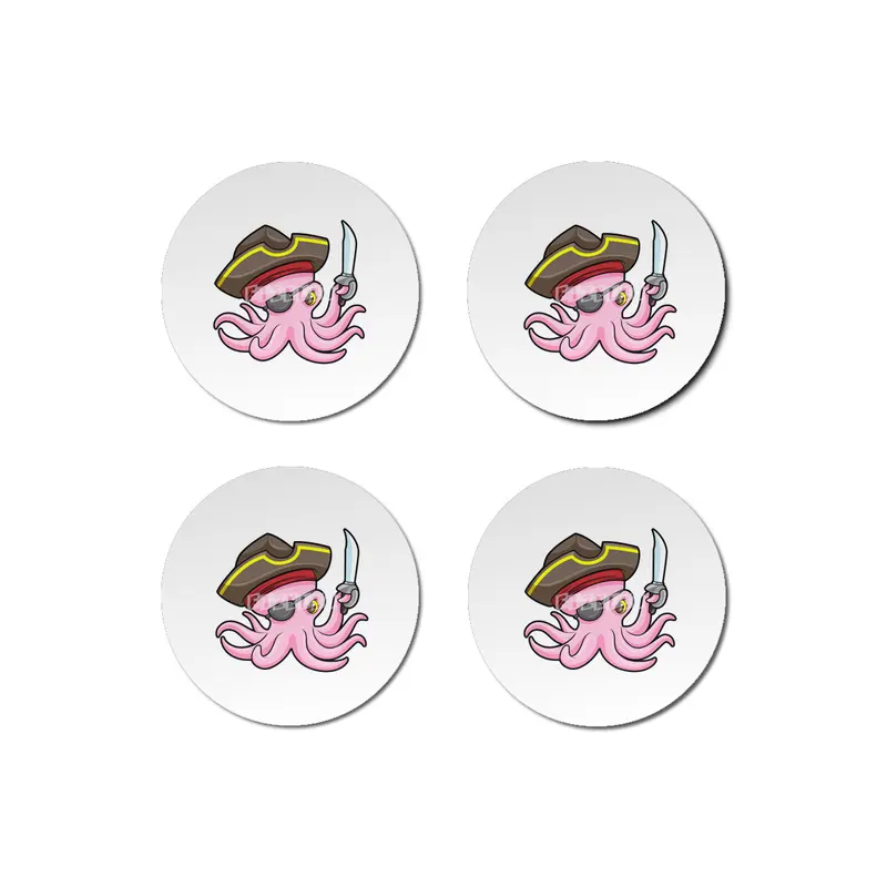 Octopus as Pirate with Saber & Eye patch Bardak Altlığı