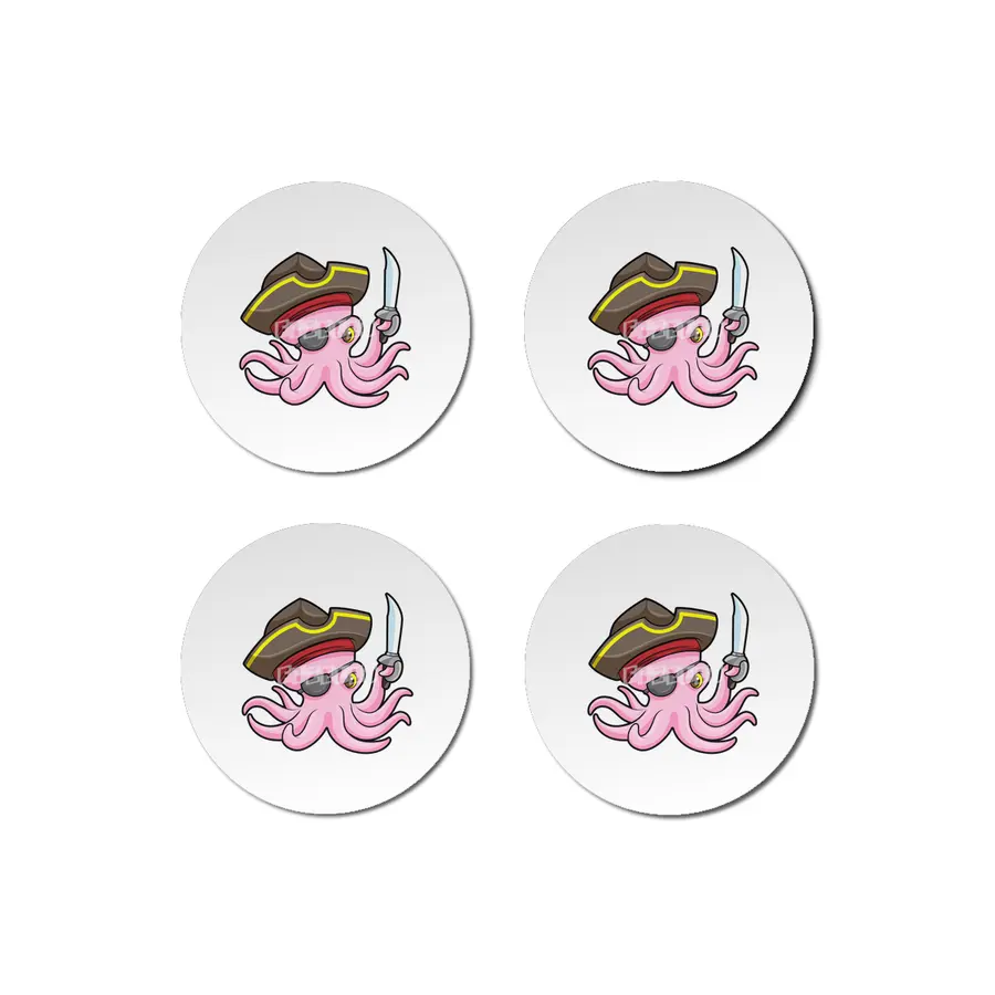 Octopus as Pirate with Saber & Eye patch Bardak Altlığı