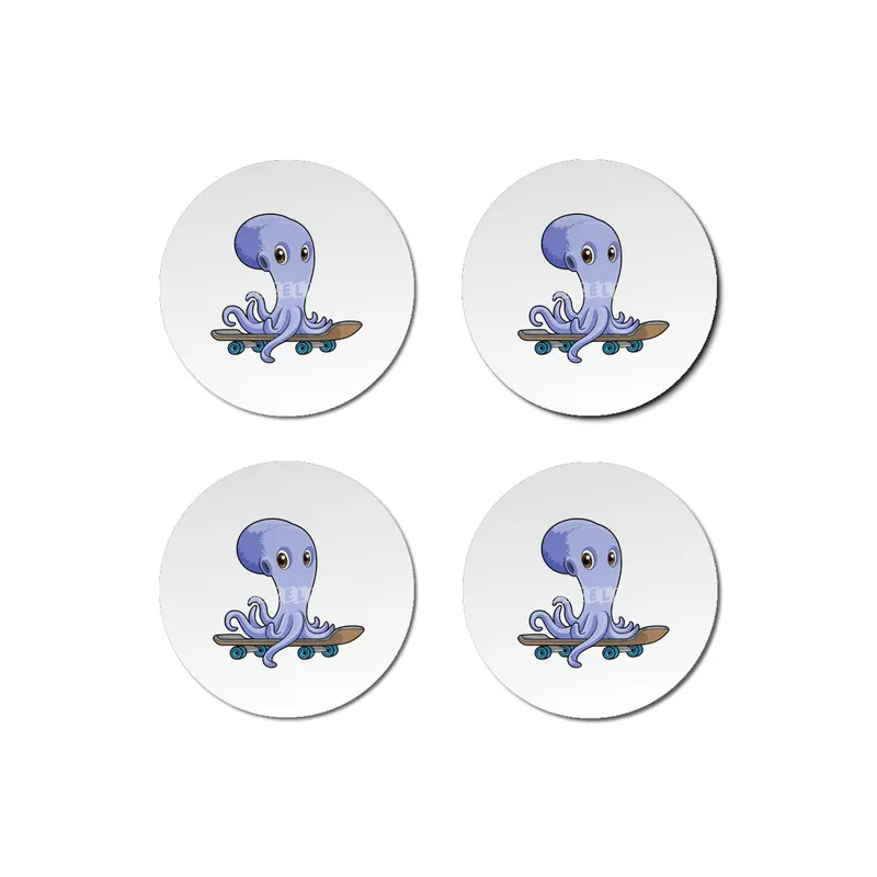 Octopus as Skater with Skateboard Bardak Altlığı