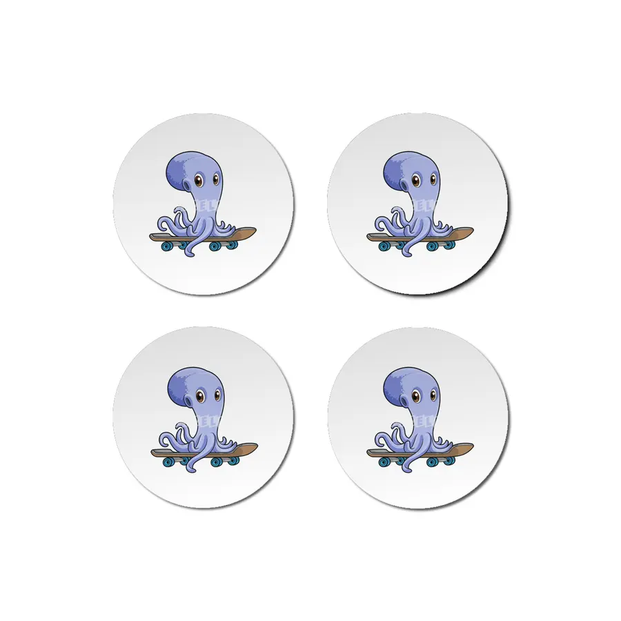 Octopus as Skater with Skateboard Bardak Altlığı