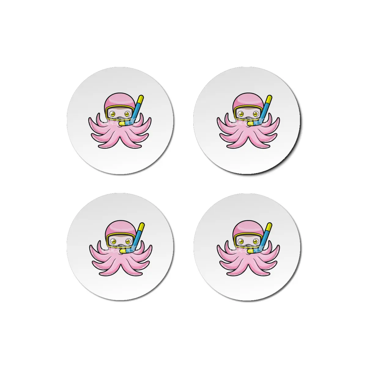 Octopus at Diving with Snorkel & Swimming goggles Bardak Altlığı
