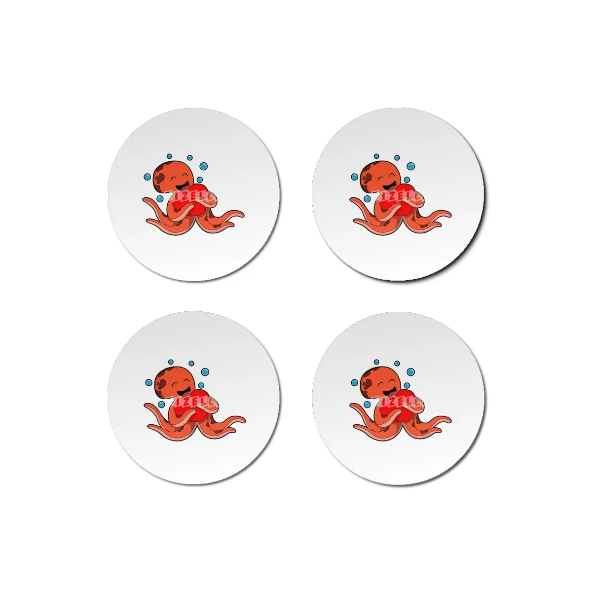 Octopus Love Heart Bardak Altlığı