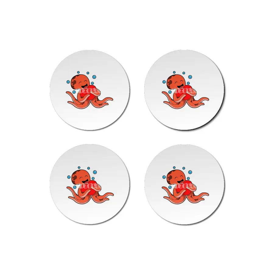 Octopus Love Heart Bardak Altlığı