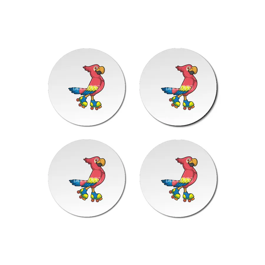 Parrot as Skater with Roller skates Bardak Altlığı