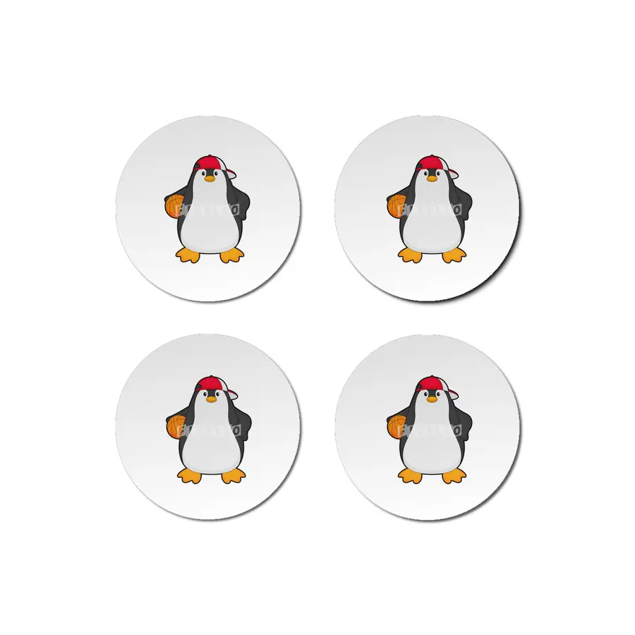 Penguin as Basketball player with Basketball ball Bardak Altlığı
