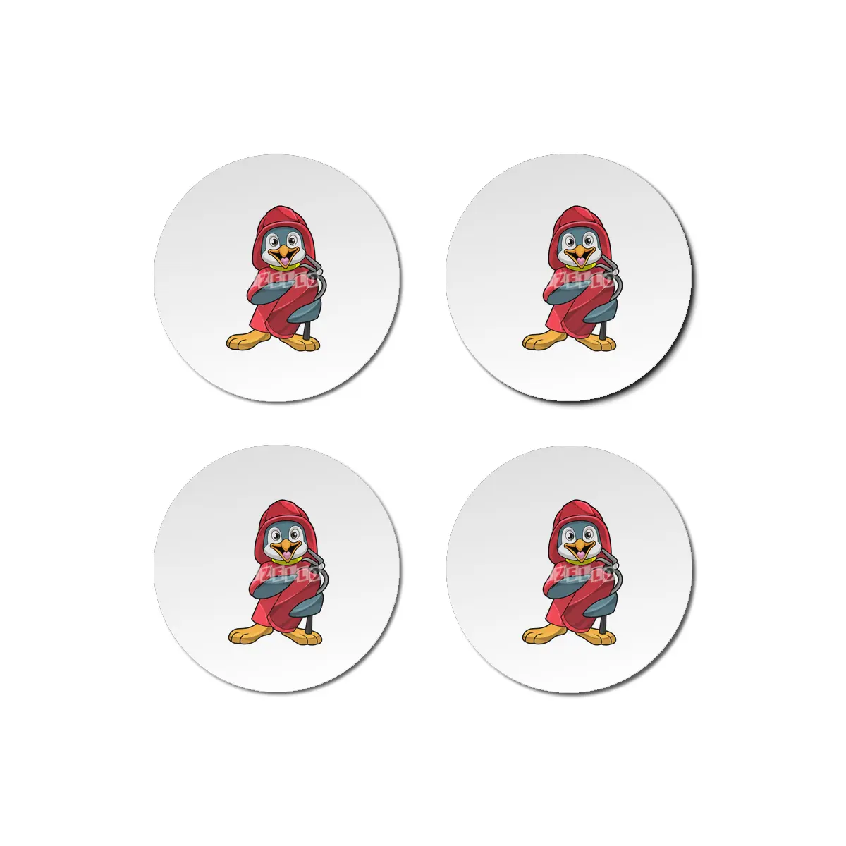 Penguin as Firefighter with Fire extinguisher Bardak Altlığı