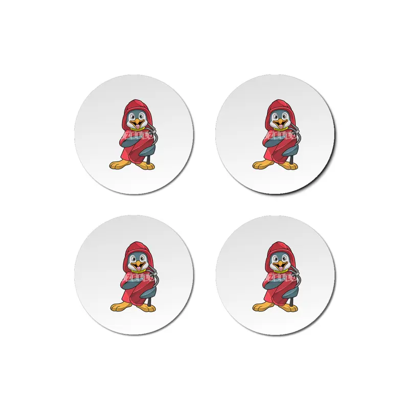 Penguin as Firefighter with Fire extinguisher Bardak Altlığı
