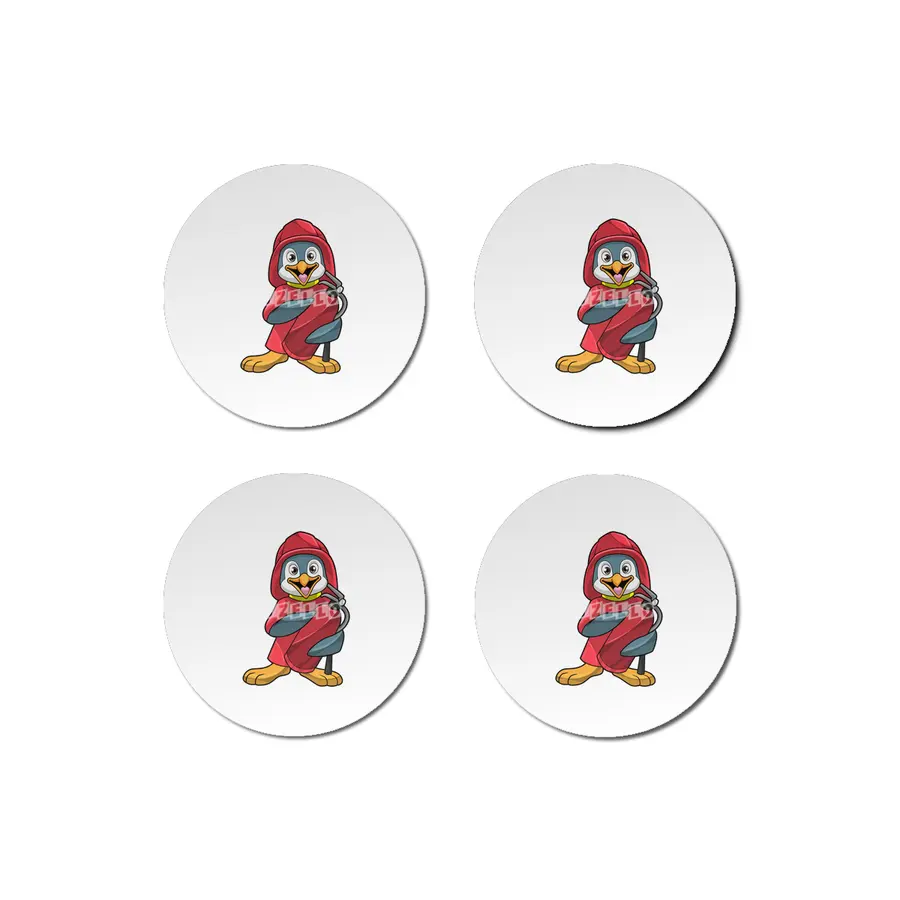 Penguin as Firefighter with Fire extinguisher Bardak Altlığı