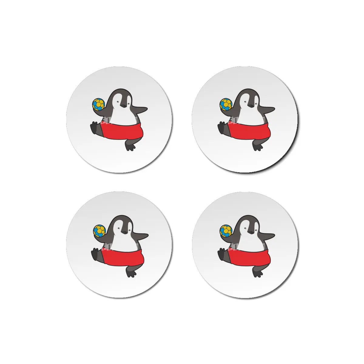 Penguin as Handball player with Handball Bardak Altlığı