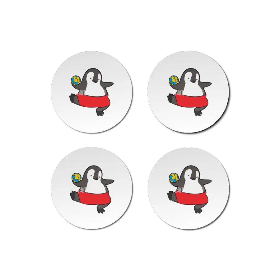 Penguin as Handball player with Handball Bardak Altlığı