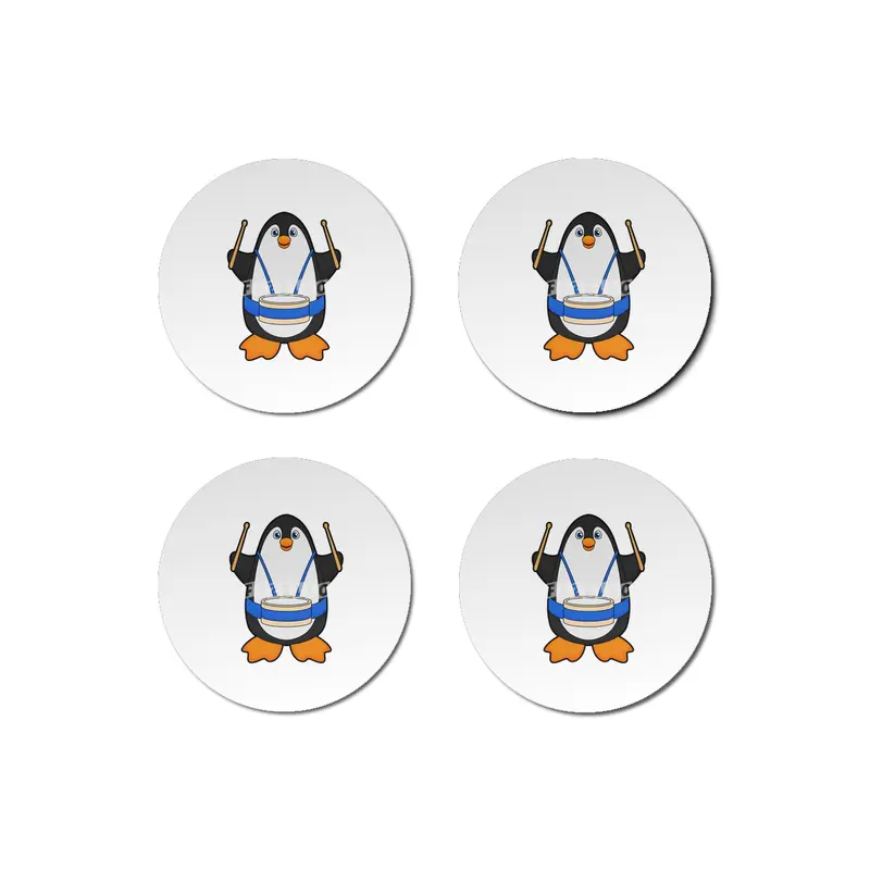 Penguin as Musician with Drum Bardak Altlığı